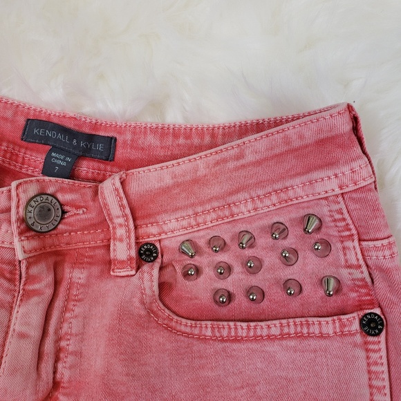 Kendall & Kylie Pink Studded High Rise Short - Picture 2 of 4